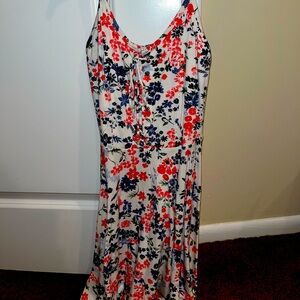 Lace up floral mini dress